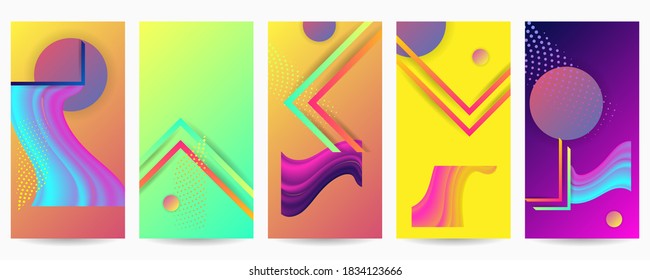 Establece los colores geométricos de las formas de fluido eps 10. Fondo de gradiente abstracto líquido y flotante para banner, afiche o libro. Diseño de vectores