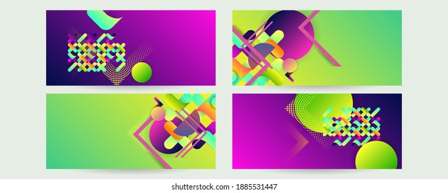 Establece los colores geométricos de las formas de fluido eps 10. Fondo de gradiente abstracto líquido y flotante para banner, afiche o libro. Diseño de vectores