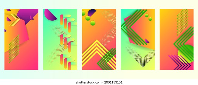 Set geometric colors fluid shapes eps 10. Flowing and liquid abstract gradient background for banner, poster or book. Vector design