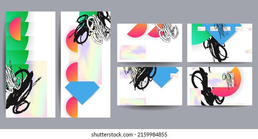 Establece los colores geométricos de las formas de fluido eps 10. Fondo de gradiente abstracto líquido y flotante para banner, afiche o libro. Diseño de vectores