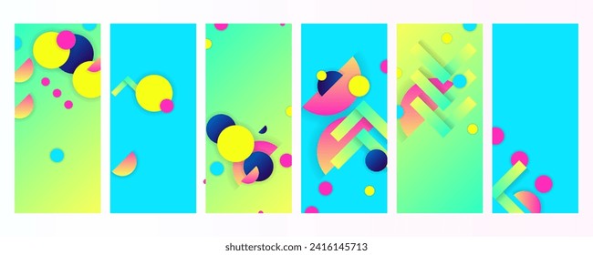 Set geometric colors fluid shapes eps 10. Flowing and liquid abstract gradient background for banner, poster or book. Vector design