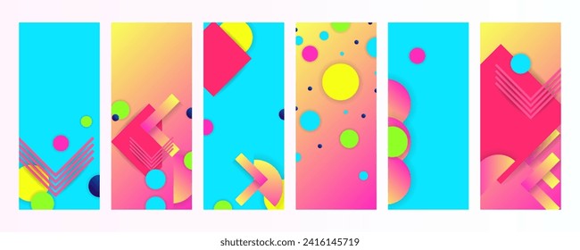 Set geometric colors fluid shapes eps 10. Flowing and liquid abstract gradient background for banner, poster or book. Vector design