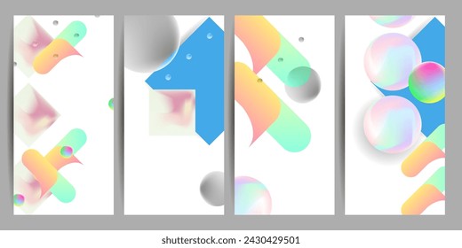 Set geometric colors fluid shapes eps 10. Flowing and liquid abstract gradient background for banner, poster or book. Vector design