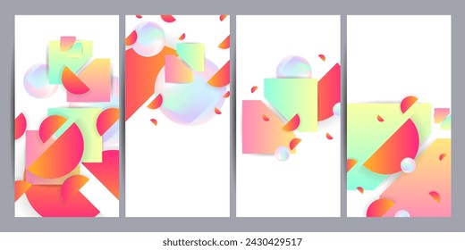 Set geometric colors fluid shapes eps 10. Flowing and liquid abstract gradient background for banner, poster or book. Vector design