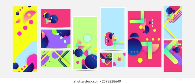 Set geometric colors fluid shapes eps 10. Flowing and liquid abstract gradient background for banner, poster or book. Vector design