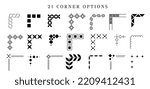 a set of geometric, corner options curbs, objects isolated on a white background. decor, ornament for print, banner, postcard, invitation. vector art  illustration.