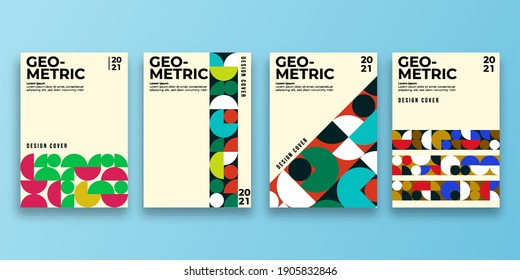 Set of geometric cover. Abstract shapes compositions. Geometric pattern. vector illustration