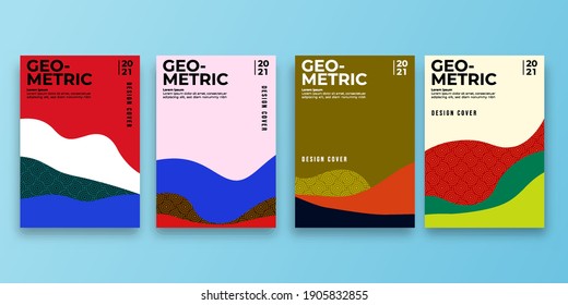 Set of geometric cover. Abstract shapes compositions. Geometric pattern. vector illustration