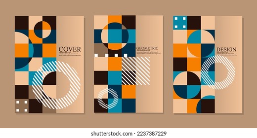 Set of geometric covers. Abstract shape background composition. Vector templates.A4 size for annuals, catalogs, journals