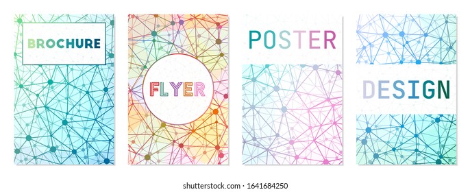 Set of geometric covers. Can be used as cover, banner, flyer, poster, business card, brochure. Artistic geometric background collection. Cool vector illustration.