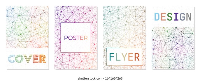 Set of geometric covers. Can be used as cover, banner, flyer, poster, business card, brochure. Astonishing geometric background collection. Powerful vector illustration.