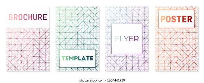 Set of geometric covers. Can be used as cover, banner, flyer, poster, business card, brochure. Attractive geometric background collection. Vibrant vector illustration.