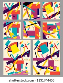 Set of geometric covers. Collection of cool vintage covers. Abstract shapes compositions.  set suprematic compositions.Vector.
