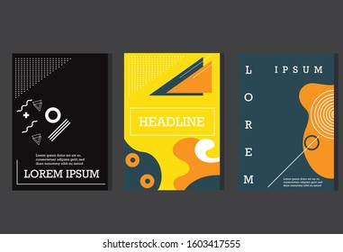 Set of geometric covers. Collection of cool vintage covers. Abstract shapes compositions. Vector. eps 10