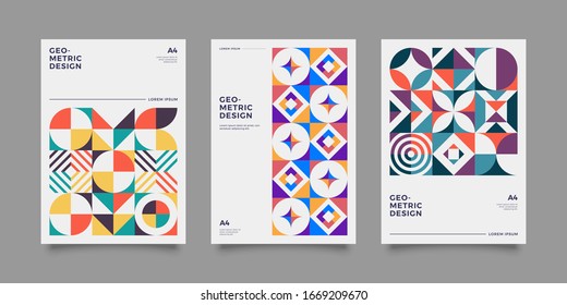 Set Of Geometric Covers. Collection Of Cool Vintage Covers. Abstract Shapes Compositions. Vector.