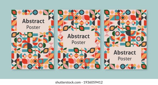 Set of geometric covers. Collection of cool vintage covers. Abstract shapes compositions.
