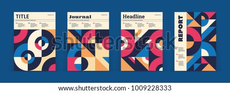 Set of geometric covers. Collection of cool vintage covers. Abstract shapes compositions. Vector.