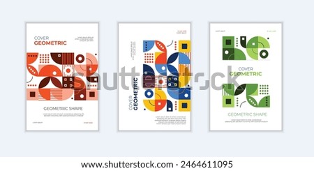 Set of geometric covers. Collection of cool vintage covers. Abstract shapes compositions.