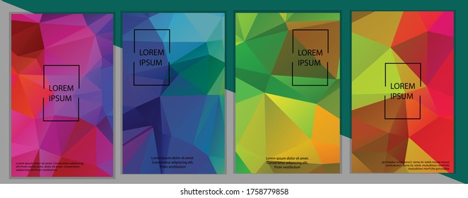 Set Of Geometric Covers Design Template. Minimal geometric pattern gradients. EPS 10 Vector