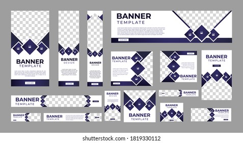 Set of geometric Creative Web Banners of Standard Size with a Place for Photos. Food Ad Banner. Vertical, Horizontal and Square Template. Vector Illustration EPS 10