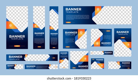 Set of geometric Creative Web Banners of Standard Size with a Place for Photos. Food Ad Banner. Vertical, Horizontal and Square Template. Vector Illustration EPS 10