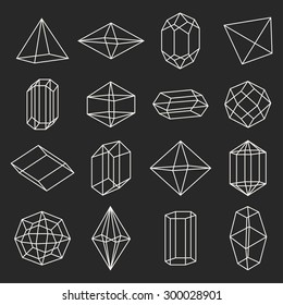 Set of geometric crystals gem and minerals.