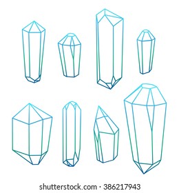 Set of geometric crystals. Geometric gradient shapes. Trendy hipster background