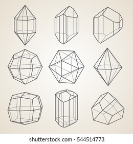 Set of geometric crystals. Geometric shapes.