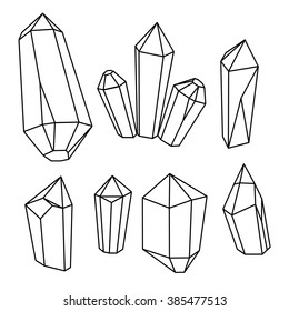 Set of geometric crystals. Geometric shapes. Geometric Gems.Trendy hipster background
