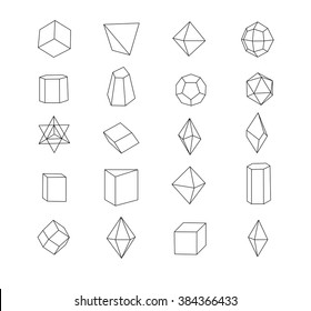 Set of geometric crystals. Geometric shapes. Trendy hipster retro backgrounds and logotypes.