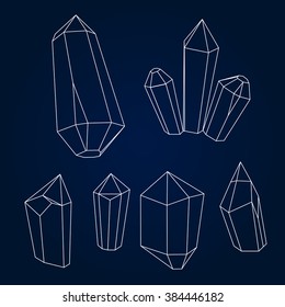 Set of  geometric crystals. Geometric shapes. Trendy hipster background 