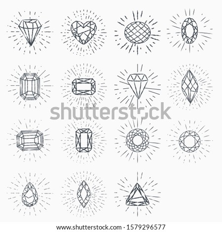 Set of geometric crystals. Geometric shapes. Trendy hipster retro backgrounds and logotypes.
