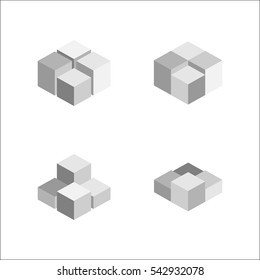 set of geometric cube. Fashion graphic design.Vector illustration. Background design. Optical illusion 3D. Modern stylish abstract texture. Template for print, textile, wrapping and decoration