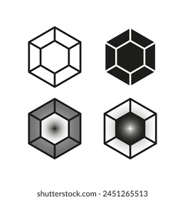 Set of geometric cube icons. 3D hexagon variations. Vector illustration. EPS 10.