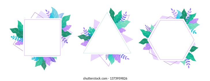 Set of geometric decorated patterns with place for text.