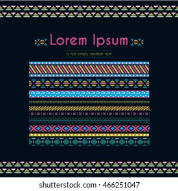 Set of Geometric Decorative Border Ribbon Brush Element Design in Neon Tones