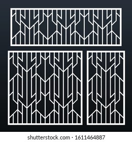 Set geometric decorative card for cutting. Geometry line art pattern. vector illustration.