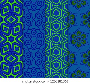 Set of Geometric Decorative Elements. Abstract Background. Pattern Design Style For Print On Fabric, Papper, Silk Neck Scarf, Kerchief Design. Vector Illustration. Seamless.