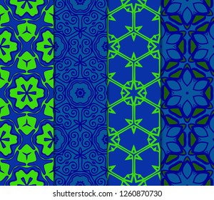 Set of Geometric Decorative Elements. Abstract Background. Pattern Design Style For Print On Fabric, Papper, Silk Neck Scarf, Kerchief Design. Vector Illustration. Seamless.