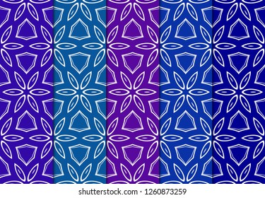 Set of Geometric Decorative Elements. Abstract Background. Pattern Design Style For Print On Fabric, Papper, Silk Neck Scarf, Kerchief Design. Vector Illustration. Seamless.