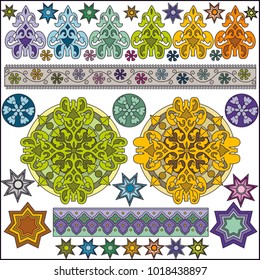 Set of geometric decorative elements for individual design. Vector illustration.