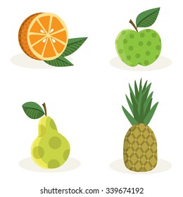 Set of geometric decorative fruits