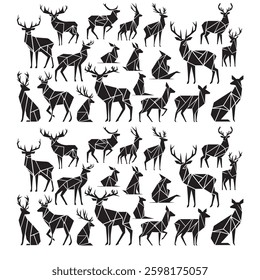 a set of geometric deer and antelope silhouettes