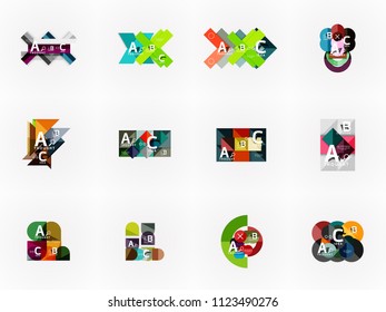 Set of geometric design abstract option infographics. Vector artistic illustration for presentation, app wallpaper, banner or poster