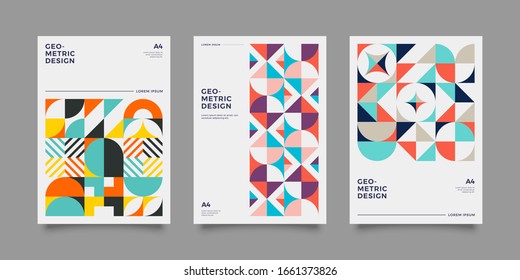 Set of geometric design cards. Applicable for Covers, Voucher, Posters, Flyers and Banner Designs.