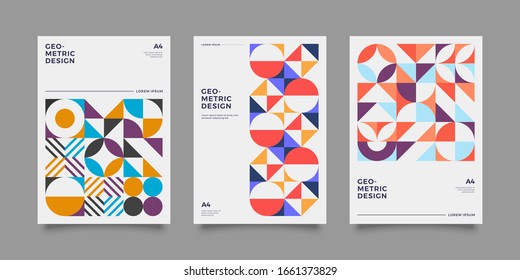 Set of geometric design cards. Applicable for Covers, Voucher, Posters, Flyers and Banner Designs.