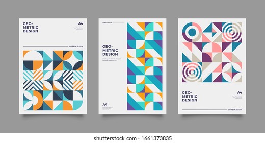 Satz geometrischer Designkarten. Gilt für Covers, Voucher, Poster, Flyer und Banner Designs.