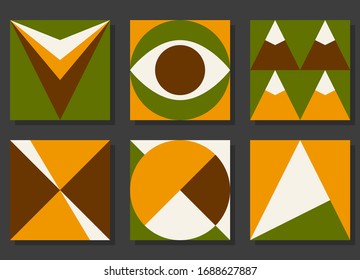 Set of geometric design cards. Bauhaus vector graphic design. Applicable for Covers, Voucher, Posters, Flyers and Banner Designs.