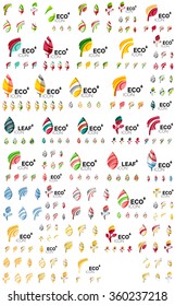 Set of geometric design eco leaves, go green nature concepts