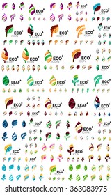 Set of geometric design eco leaves, go green nature concepts